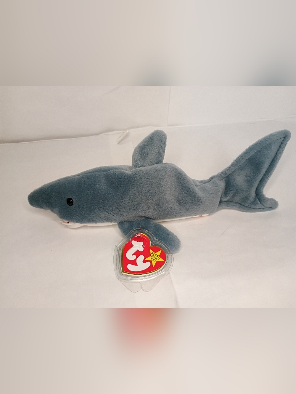 Ty Plush Shark in Slate Blue with White Belly